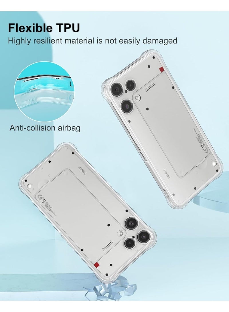 جراب حماية شفاف مقاوم للصدمات لهاتف Nothing Phone 3a Lite [مضاد للاصفرار]، جراب حماية 360 درجة، غطاء خلفي شفاف من مادة TPU، جراب حماية لهاتف Nothing Phone 3a Lite (غطاء شفاف) - Image 3